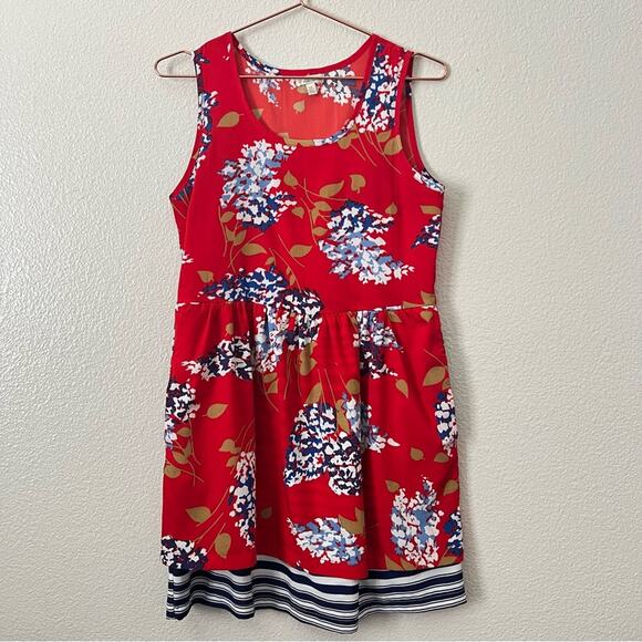 Anthropologie Porridge Petaluma Dress red white blue floral print stripe pockets - Picture 2 of 5